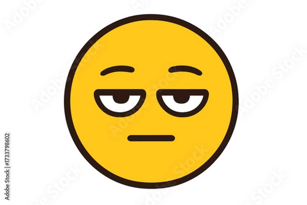 Fototapeta Bored emoticon vector icon. Unimpressed, annoyed emoji face. Sarcastic, disapproving expression. Apathy, indifference, skeptical smiley character. Eye roll emotion symbol.