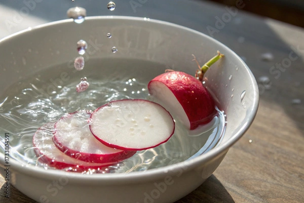 Fototapeta Red Apple Floating in Water