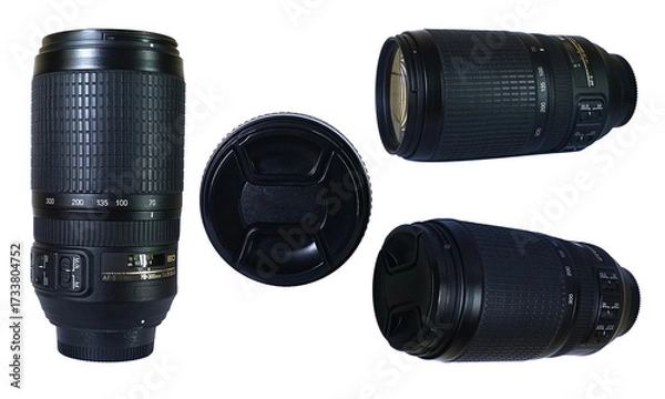 Fototapeta Collection Set of DSLR Camera Lenses in Various Angle