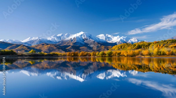Obraz Mountain lake autumn reflection