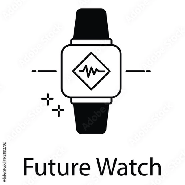 Fototapeta Future Watch Icon for Smart Wearable Technology and Innovative Digital Timekeeping Device