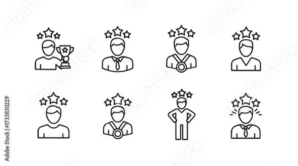 Fototapeta Awards and recognition icons representing success achievement and customer satisfaction stars medals trophies vector