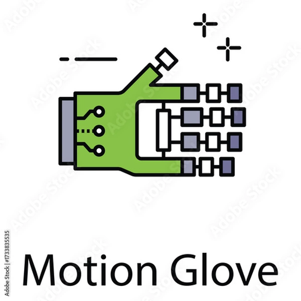 Fototapeta Motion Glove Vector Icon Depicting Wearable Gesture Control for Gaming and Virtual Reality