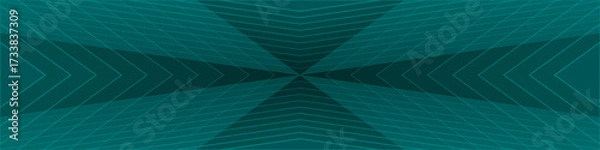Fototapeta Panoramic banner. Teal green abstract background with triangular pattern, cross shape, modern geometric texture, blended lines, outline pattern	
