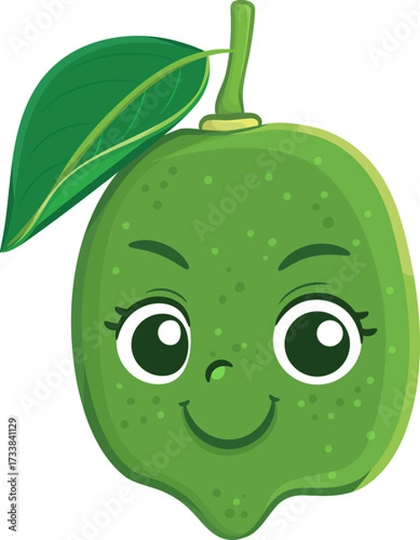 Fototapeta Happy Lime Fruit Character Cartoon Style Face