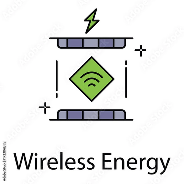 Fototapeta Wireless Energy Vector Icon Depicting Smart Wireless Power Transfer and Efficient Charging Technology