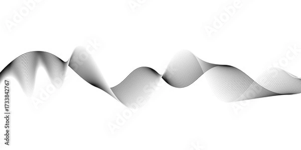 Fototapeta Abstract black wave lines on white background.abstract smoke on black wave line background,Stylized line art background. Vector illustration.abstract wavy lines digital design technology.