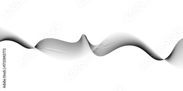 Fototapeta Abstract black wave lines on white background.abstract smoke on black wave line background,Stylized line art background. Vector illustration.abstract wavy lines digital design technology.