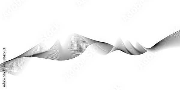 Fototapeta Abstract black wave lines on white background.abstract smoke on black wave line background,Stylized line art background. Vector illustration.abstract wavy lines digital design technology.