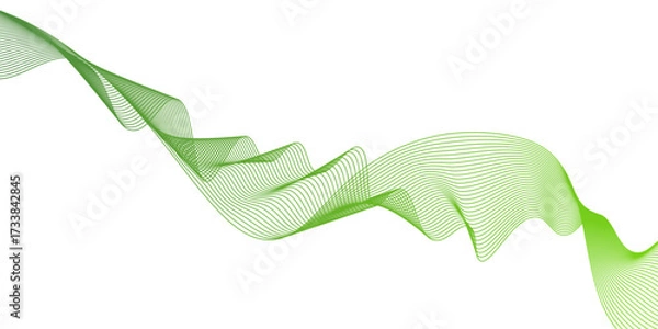 Fototapeta abstract green wave line background, abstract smooth waves on white background,.presentation in bussines banners,green lines vector banner template background,