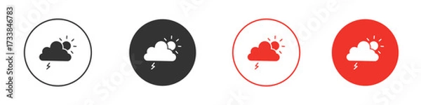 Obraz Thunderstorm icon solid pictogram. Vector isolated illustration