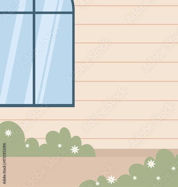 Fototapeta window view exterior from garden