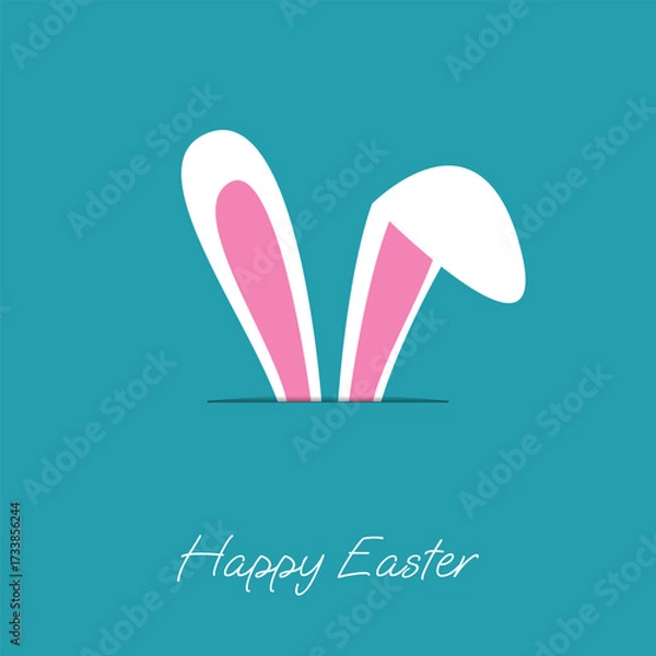 Fototapeta Easter holiday greeting card  background with rabbit ears. Vector