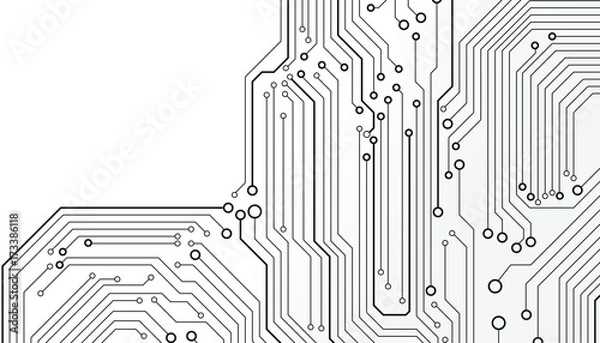 Fototapeta Abstract Black Line Circuit Board Infographic Concept Vector Background