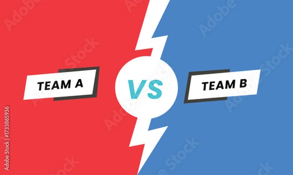 Fototapeta Versus battle background. Team A VS Team B battle headline. Competitions between contestants, fighters or teams. Vector illustration.
