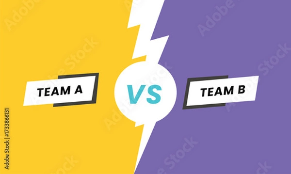 Fototapeta Versus battle background. Team A VS Team B battle headline. Competitions between contestants, fighters or teams. Vector illustration.
