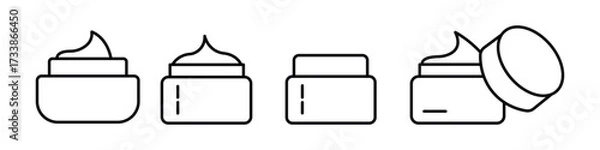 Fototapeta set of cream jar line icon. cosmetic product container line icon set. vector illustration 