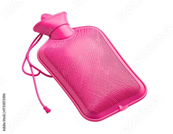 Obraz Vivid pink rubber hot water bottle with a twisted cap and attached tie