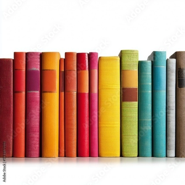 Fototapeta A collection of colorful books arranged side by side, showcasing a spectrum of hues