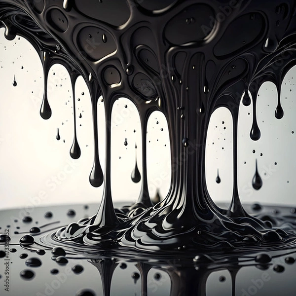 Obraz Abstract dripping black liquid