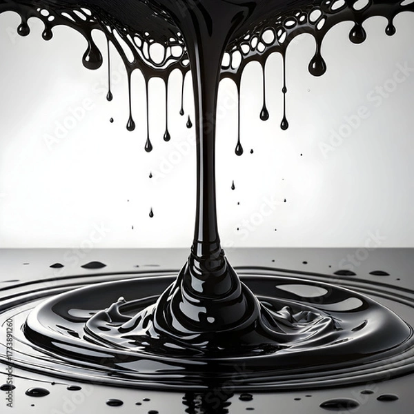 Obraz Abstract dripping black liquid
