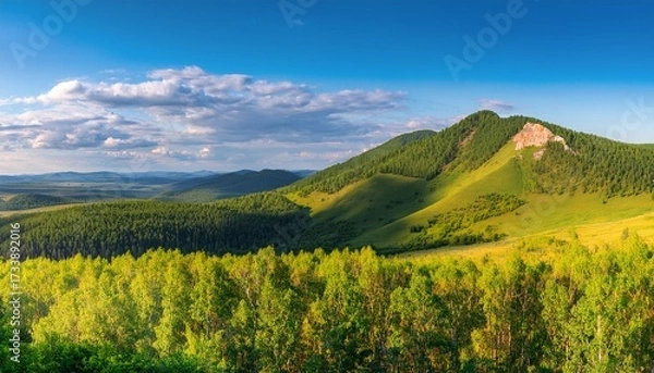 Fototapeta The Picturesque Nurali Ridge In The Uchalinsky District In The Southern Urals In The Republic Of Bashkortostan On A Beautiful Summer Day