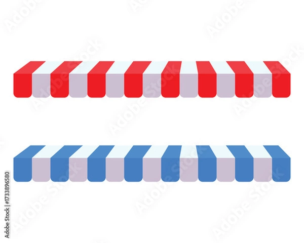 Fototapeta Striped awning tent for shop in different colors