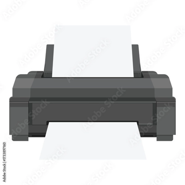 Fototapeta Vector illustration realistic printer, isolated on white background. Printer icon
