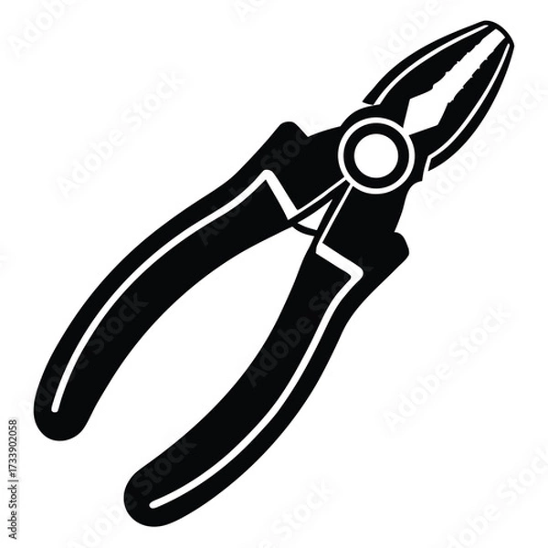 Obraz Black silhouette of combination pliers on a white background tool hand tool