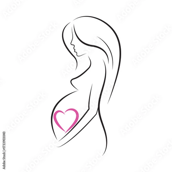 Obraz Simple Illustration of Pregnant Woman Vector Illustration