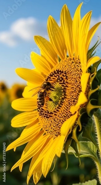 Obraz Beautiful Sunflower with Bee.