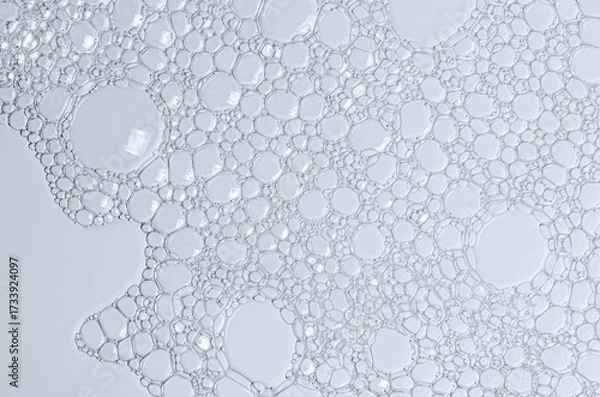 Fototapeta The texture of the foam of shower gel or soap suds. Macrophotography