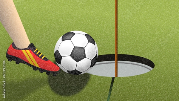 Obraz Simple footgolf illustration with grain texture, vector graphic, copy space