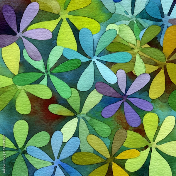 Fototapeta A vibrant artistic representation of floral designs featuring multiple colors. This eye-catching artwork can add an element of creative flair to any project