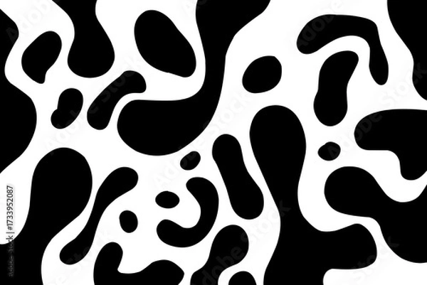 Fototapeta Abstract Black and White Organic Pattern Background. Black ink splash.