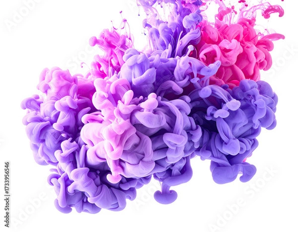 Fototapeta Colorful ink plumes swirling against a black background, creating an abstract design