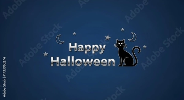 Fototapeta Happy Halloween Background with Spider, Web and Minimal Design