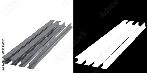 Obraz 3D rendering illustration of some construction I and T steel beams