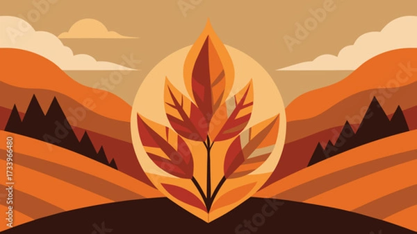 Fototapeta Autumn leaf patterns in orange and brown hues