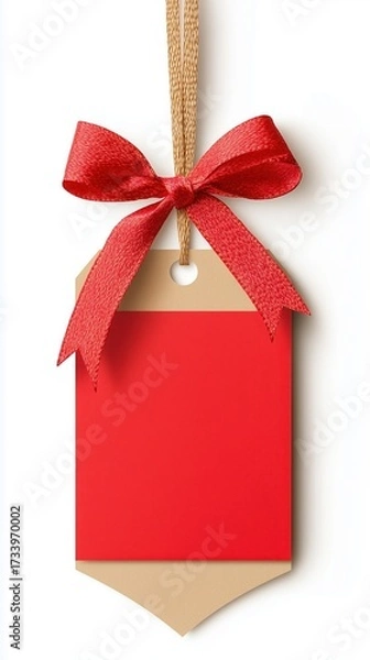 Obraz Premium Red Paper Label: Authentic Vintage Sticker Design for Branding and Product Packaging