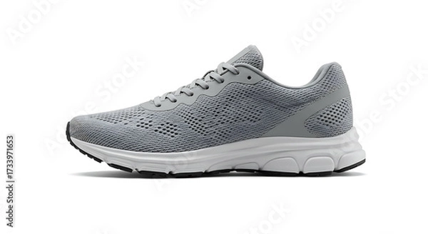 Fototapeta Modern running shoes mockup, breathable mesh design, isolated on white background