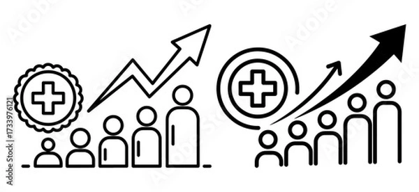 Fototapeta Vector art of health and growth statistics, medical progress and positive trend analysis