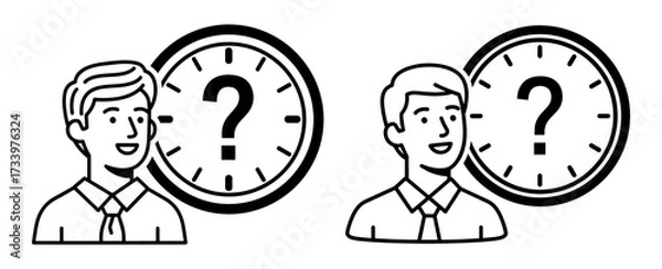 Fototapeta Vector art of man with clock symbol of time management, deadline, schedule and planning