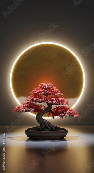 Obraz Beautiful Bonsai Tree Under Neon Light.