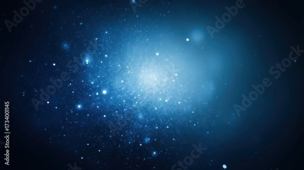 Fototapeta A starry night, a blurred deep cosmic indigo backdrop with elegant