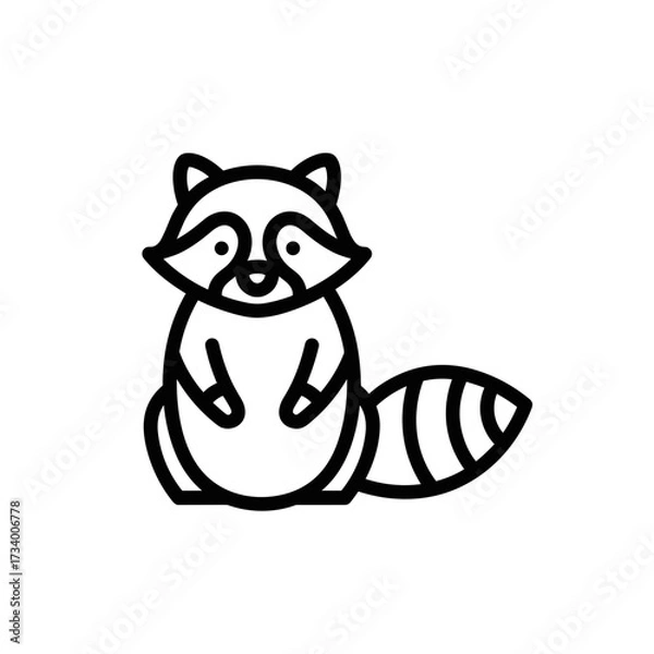 Fototapeta Raccoon icon outline style isolated on transparent background