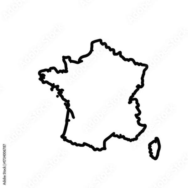Fototapeta France country map outline icon isolated on transparent background