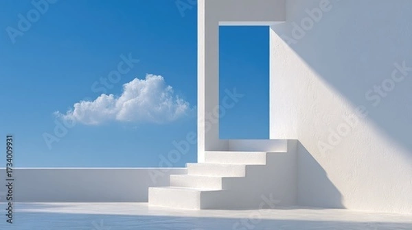 Fototapeta Minimalist architecture showcases bright, open space with soft s
