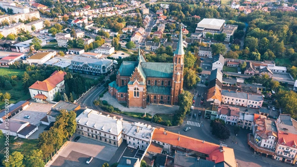 Fototapeta Aerial View of Gothic Church in Turek, Poland