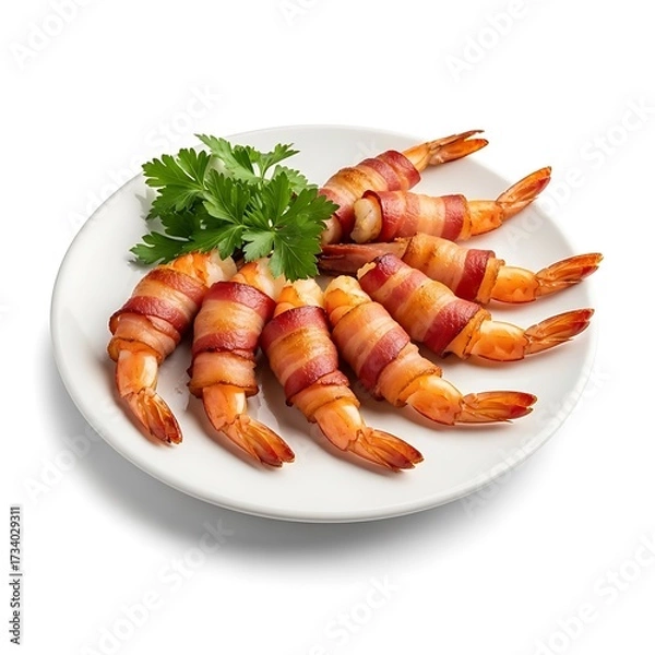 Obraz Bacon Wrapped Shrimp Appetizer.